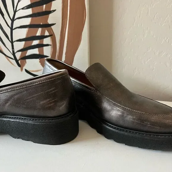 Aquatalia Kelsey‎ Bronze Slip On Platform Leather Loafers Size 8.5 - Picture 5 of 8